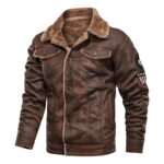 Pu Jacket Men Thick Warm Cashmere Military Bomber Tactical Leather Jackets Mens Outwear Fleece Fur Collar Windbreaker Coat Male - Image 5