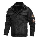 Pu Jacket Men Thick Warm Cashmere Military Bomber Tactical Leather Jackets Mens Outwear Fleece Fur Collar Windbreaker Coat Male - Image 2