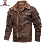 Pu Jacket Men Thick Warm Cashmere Military Bomber Tactical Leather Jackets Mens Outwear Fleece Fur Collar Windbreaker Coat Male