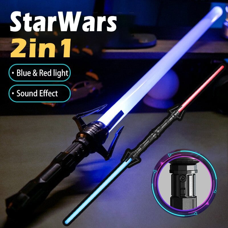 2pcs Toy Laser Sword - Red and Blue Double Sword - Retractable