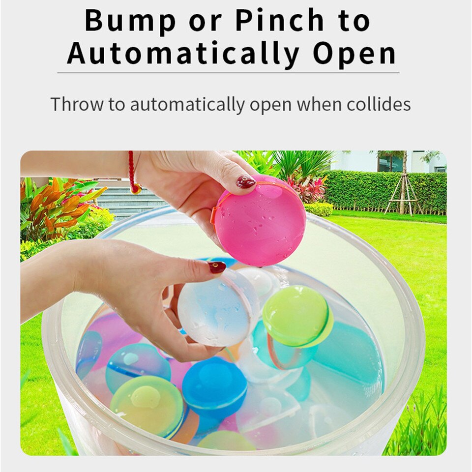 Magnetic Reusable Water Balloons: Refillable, Quick Fill, Self-Sealing ...